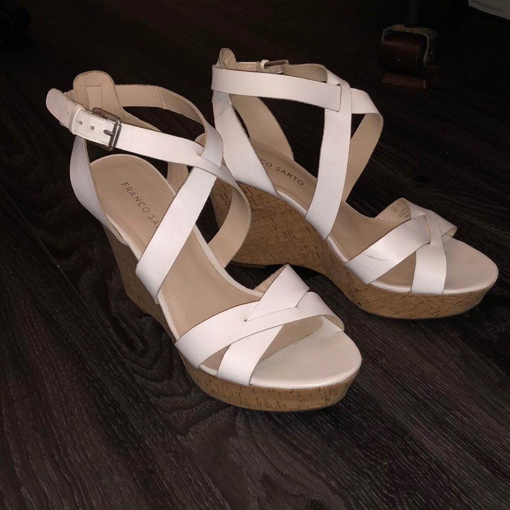 Franco Sarto white wedges